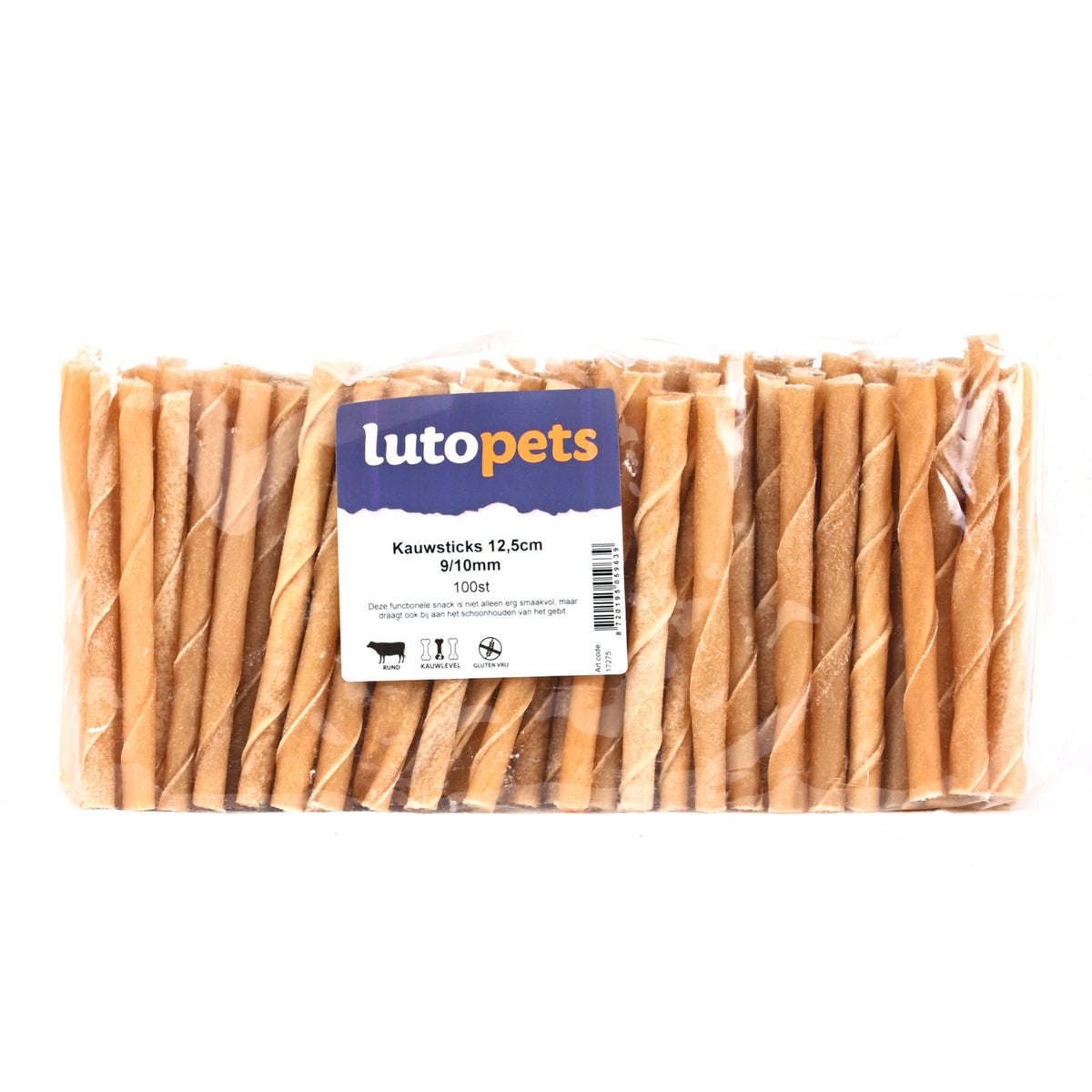 Lutopets Kauwsticks 12,5 cm 9-10 mm 100 stuks – sticks van buffelhuid