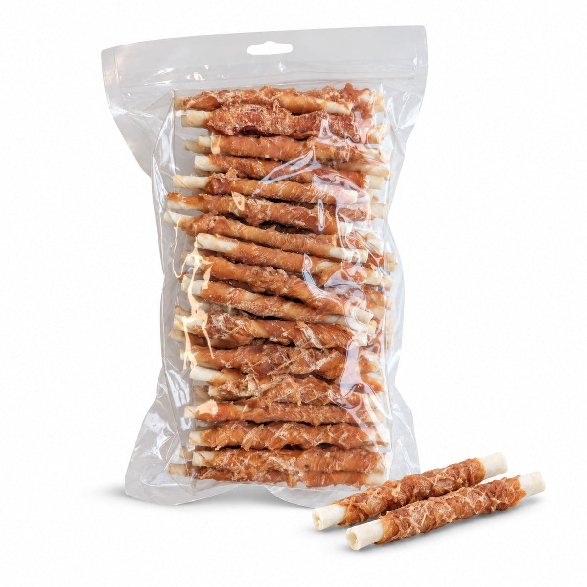 Verpakking Lutopets kip stokjes van 1 kg met kauwstaafjes van 12 cm