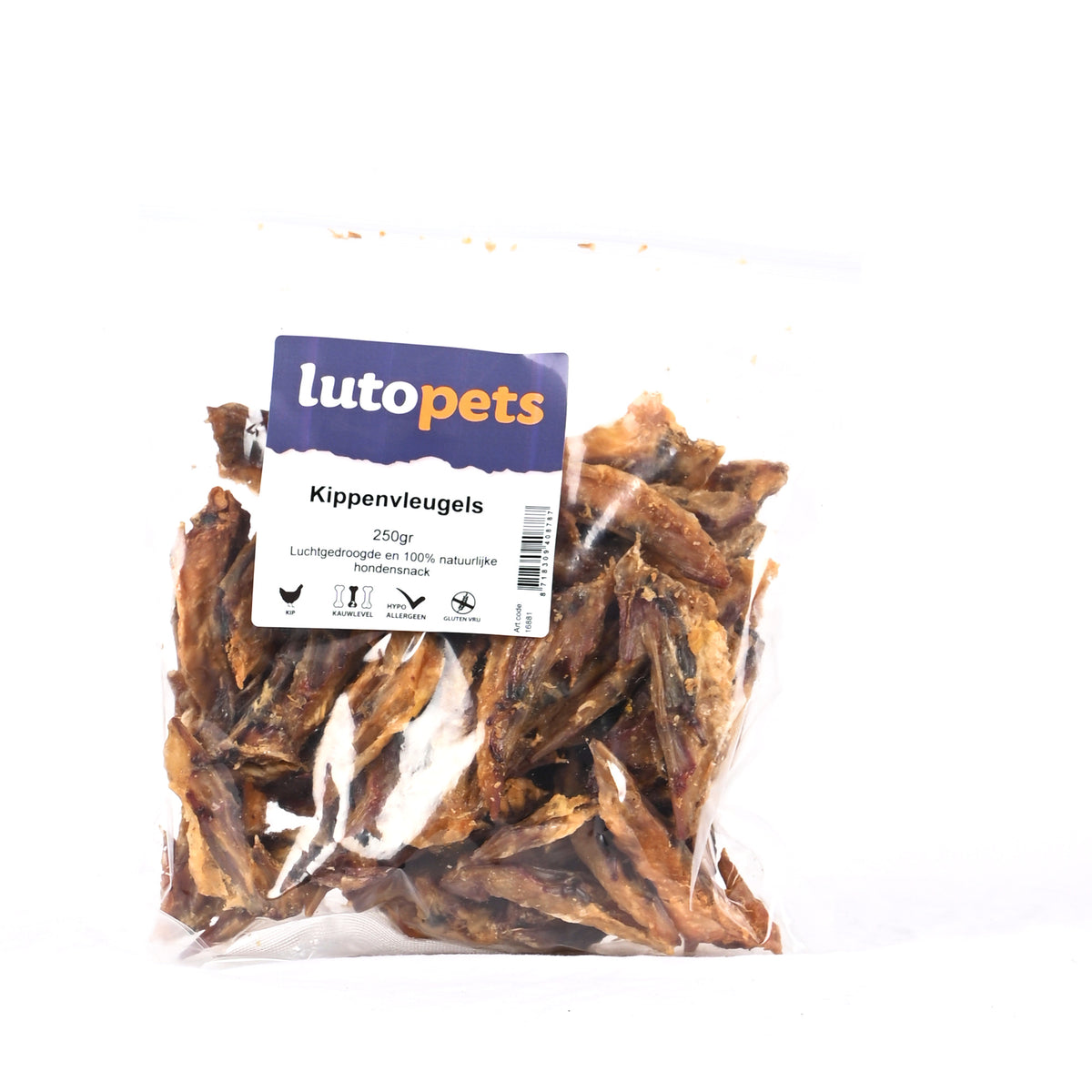 Lutopets Kippenvleugels 250 g – gedroogde kauwsnack voor honden