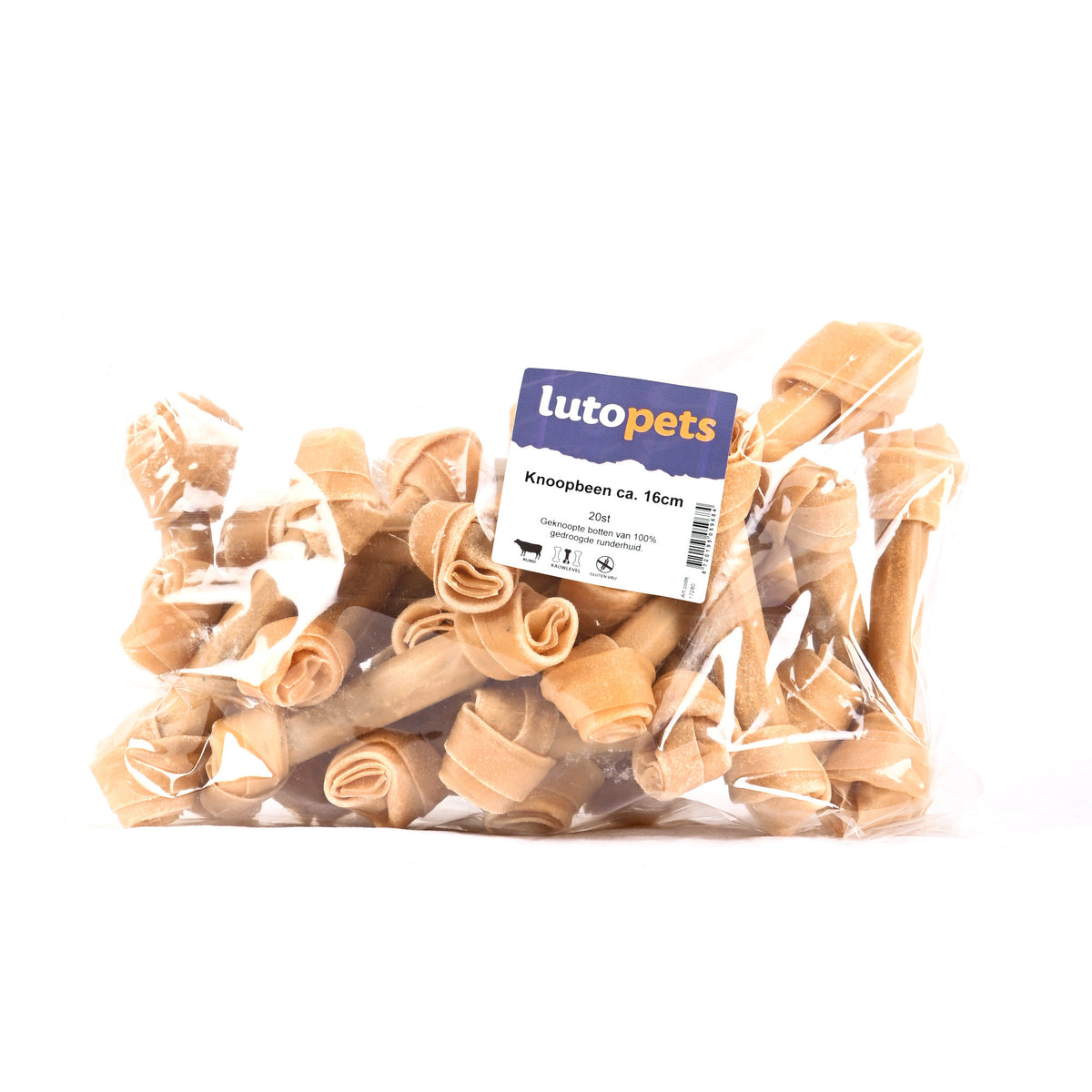 Lutopets Knoopbeen 16 cm 20 stuks – kauwbot van buffelhuid voor honden