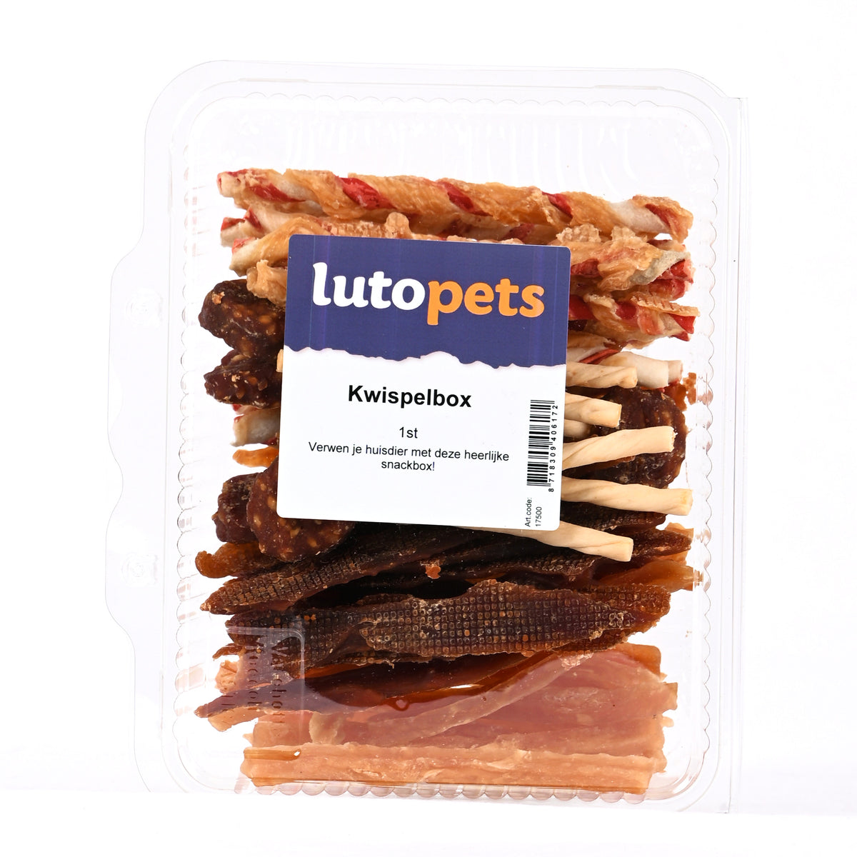 Lutopets Kwispelbox 1 stuk – snackbox met 4 soorten hondensnacks