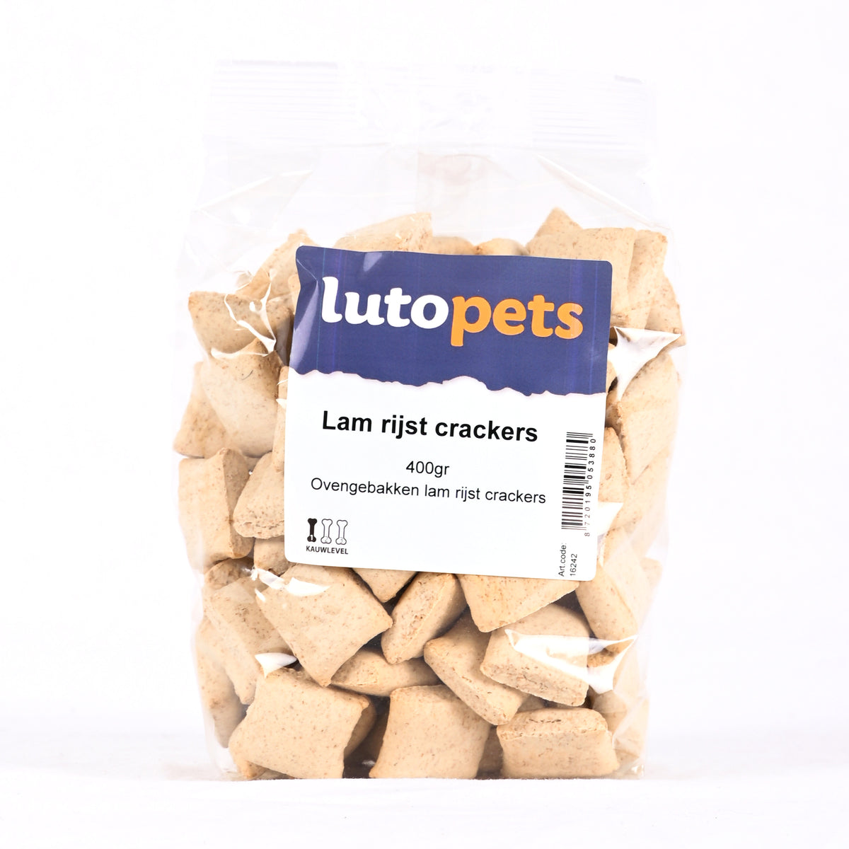 Lutopets Lam rijst crackers 400 g – koekjes zonder kleurstoffen