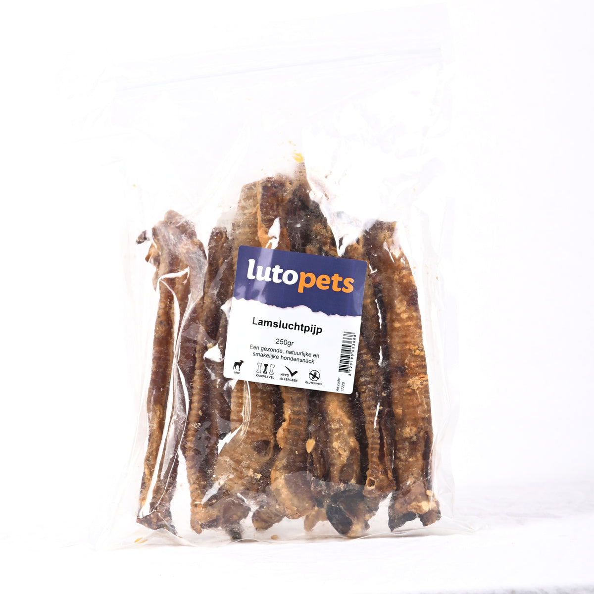 Lutopets Lamsluchtpijp 250 g – gedroogde kauwsnack van lam