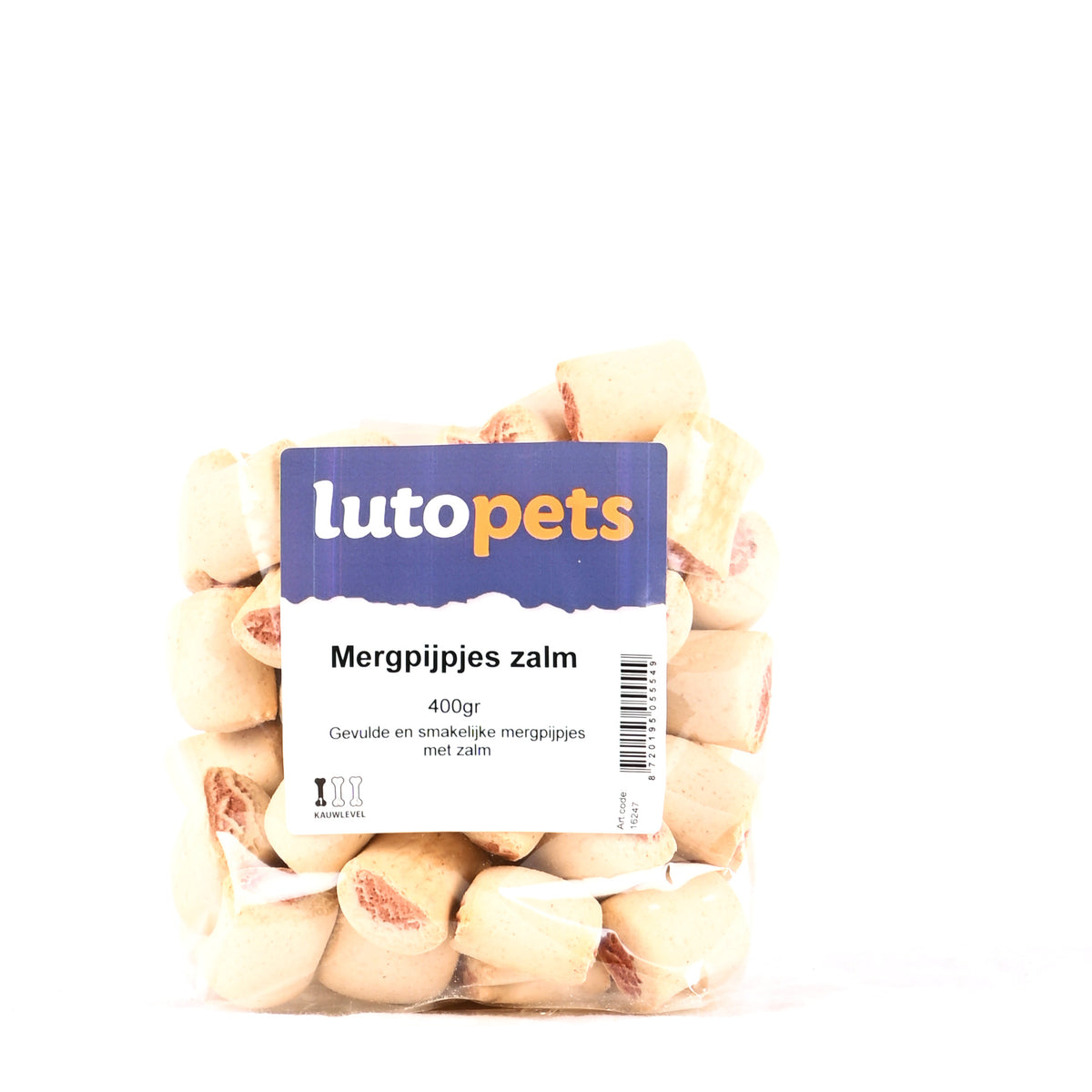Lutopets Mergpijpjes zalm 400 g – gevulde hondenkoekjes