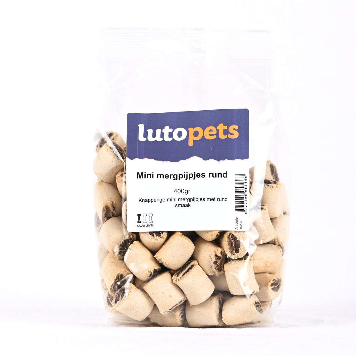 Lutopets Mini mergpijpjes rund 400 g – kleine hondenkoekjes