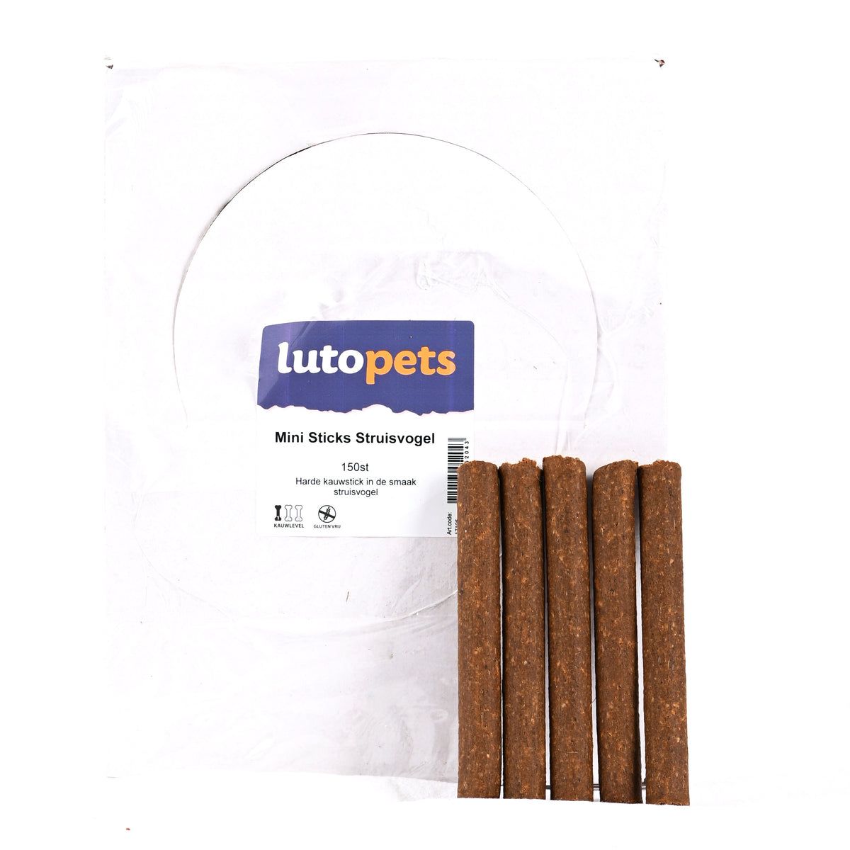 Lutopets Mini sticks struisvogel 150 stuks – snack met struisvogel