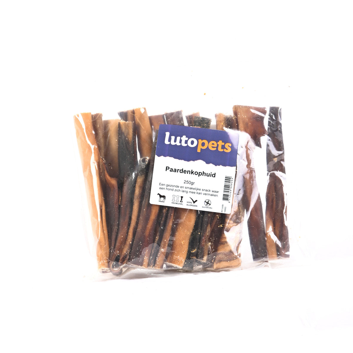 Lutopets Paardenkophuid 250 g – taaie kauwsnack van paard