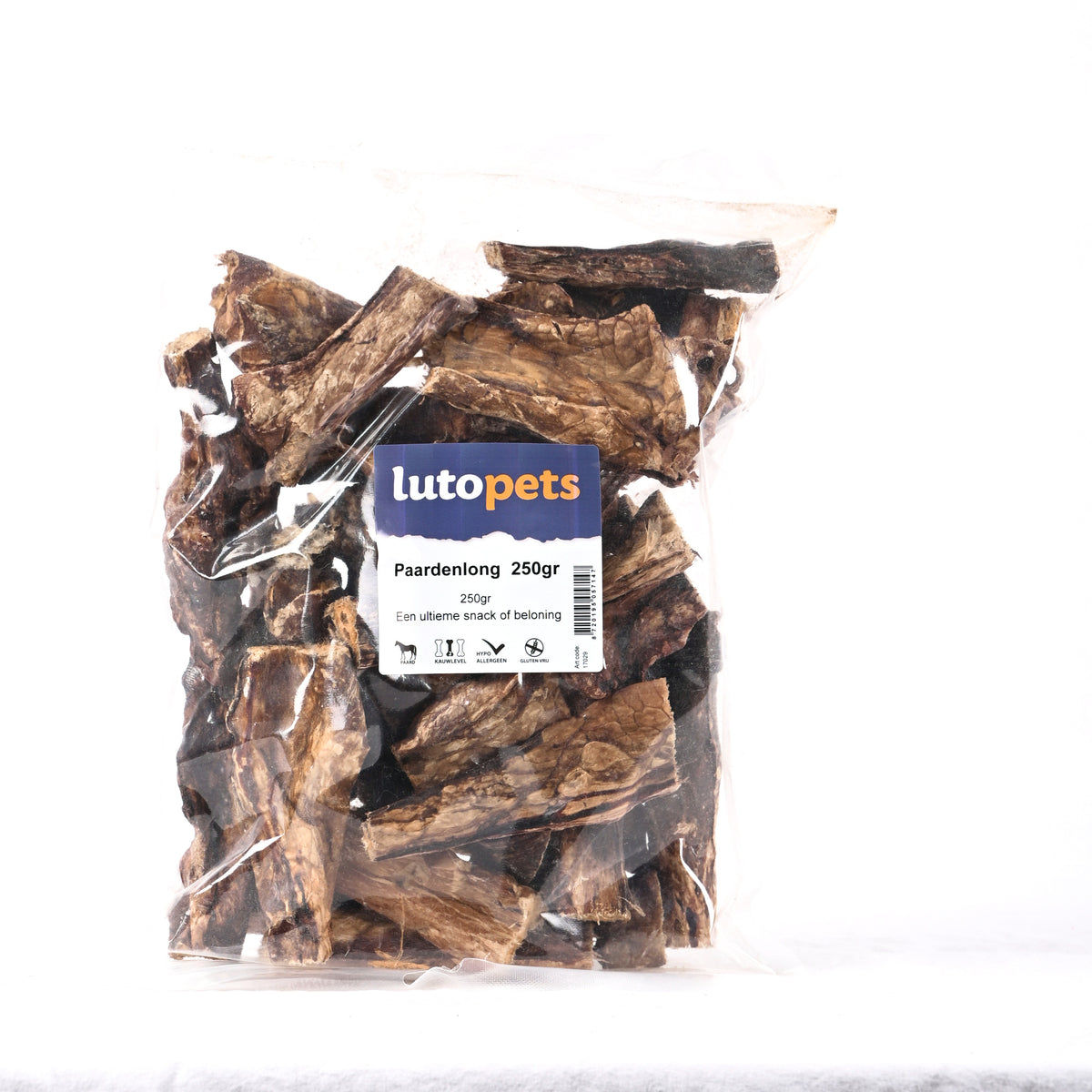 Lutopets Paardenlong 250 g – gedroogde paardenlong hond