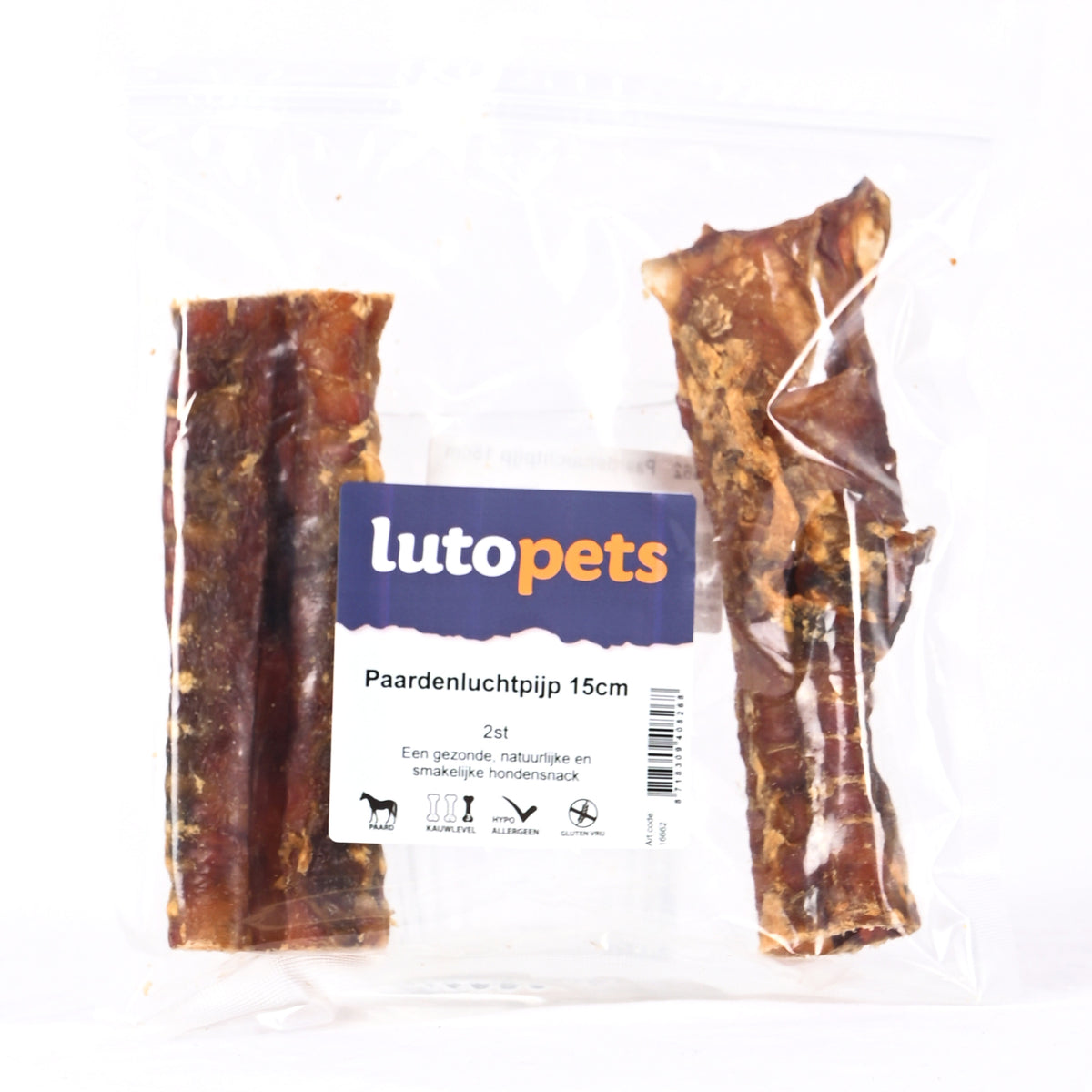 Lutopets Paardenluchtpijp 15 cm 2 stuks – kauwsnack van paard