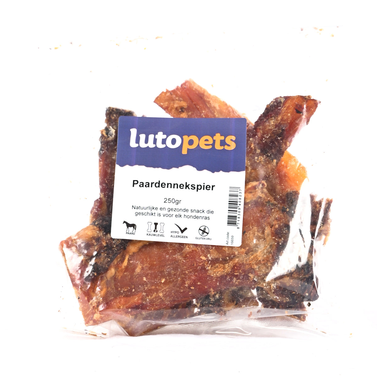 Lutopets Paardennekspier 250 g – gedroogde nekspier hond