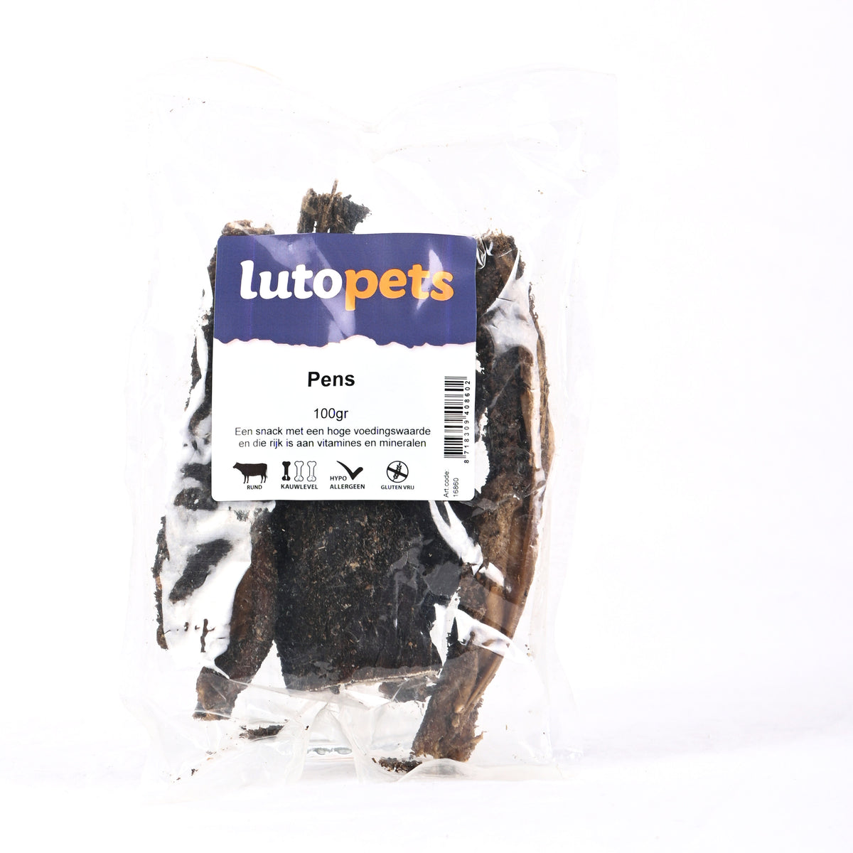Lutopets Pens 100 g – gedroogde runderpens voor honden