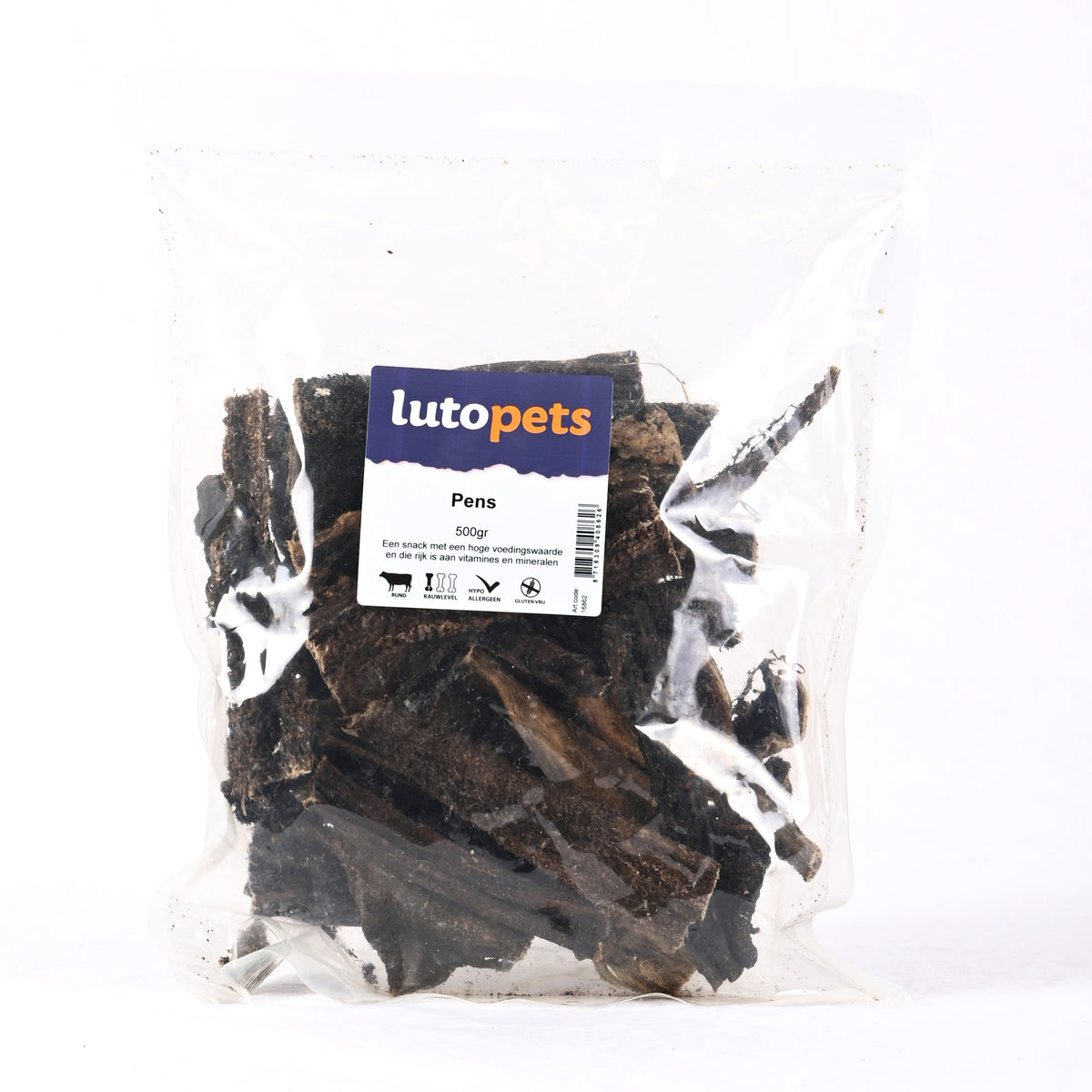 Lutopets Pens 500 g – gedroogde runderpens voor honden