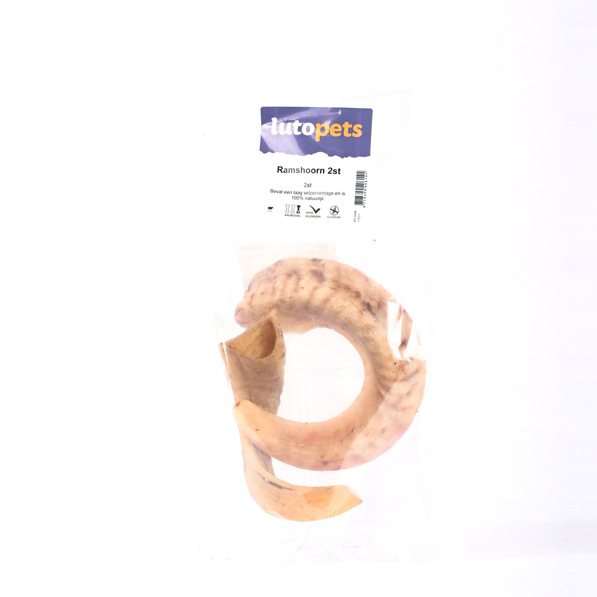 Lutopets Ramshoorn 2 stuks – harde kauwsnack voor honden
