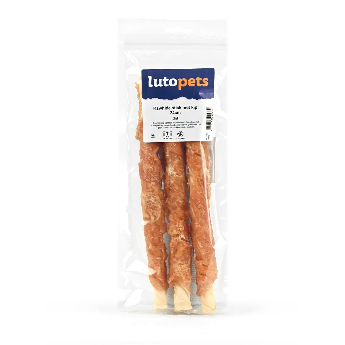Lutopets Rawhide stick met kip 24cm 3st