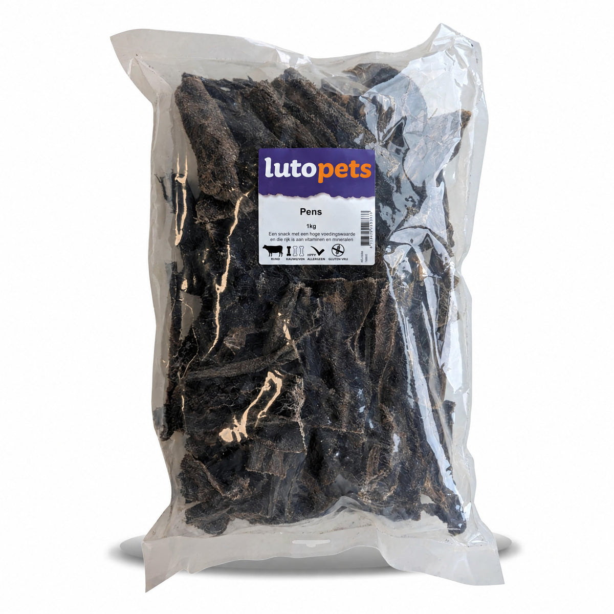 Zak Lutopets Runderpens van 1 kg met luchtgedroogde repen runderpens