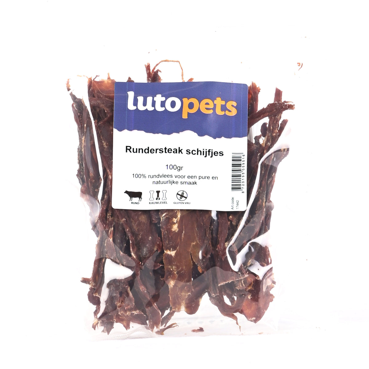 Lutopets Rundersteak schijfjes 100 g – gedroogd rundvlees hond