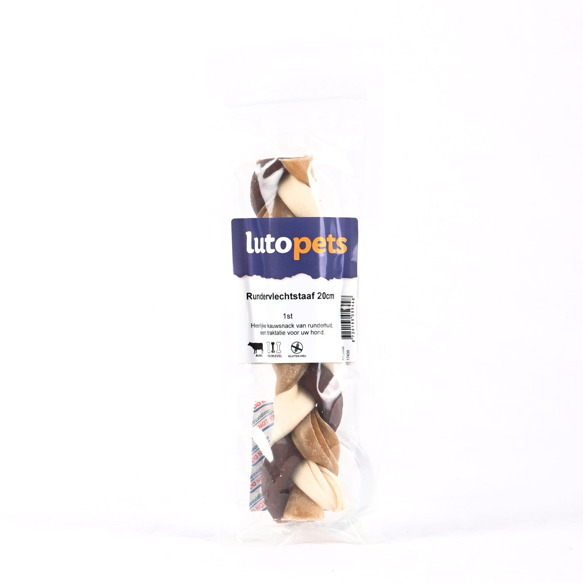 Lutopets Rundervlechtstaaf 20 cm 1 stuk – gevlochten kauwsnack hond
