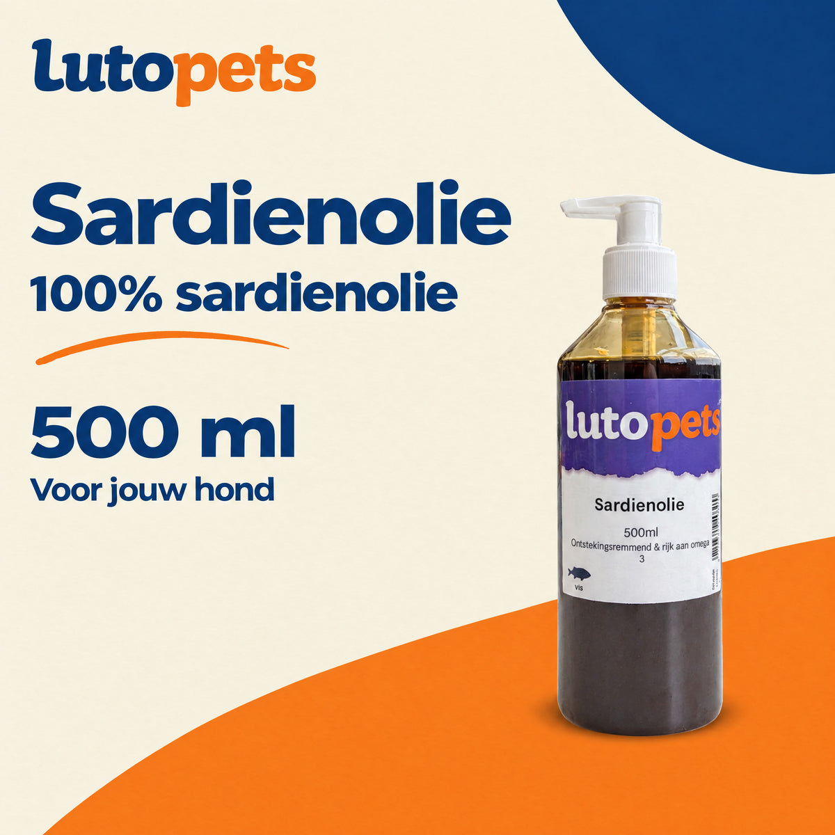 Lutopets Sardienolie 500 ml met 100 procent sardienolie, aanvullend supplement voor honden