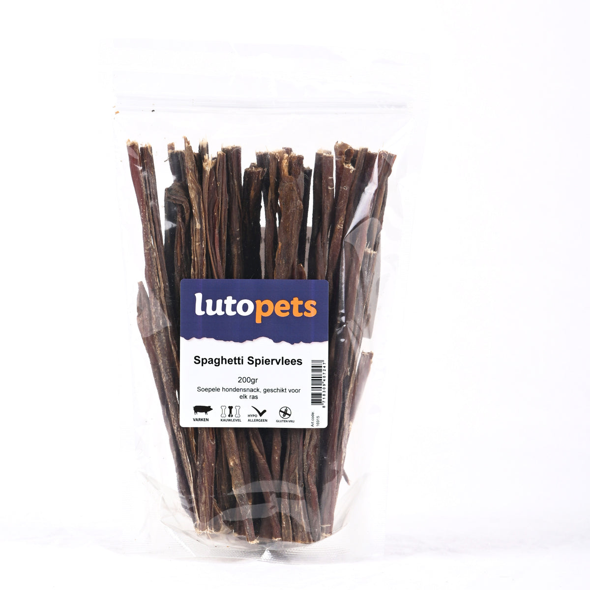 Lutopets Spaghetti spiervlees 200 g – varkensslierten hond