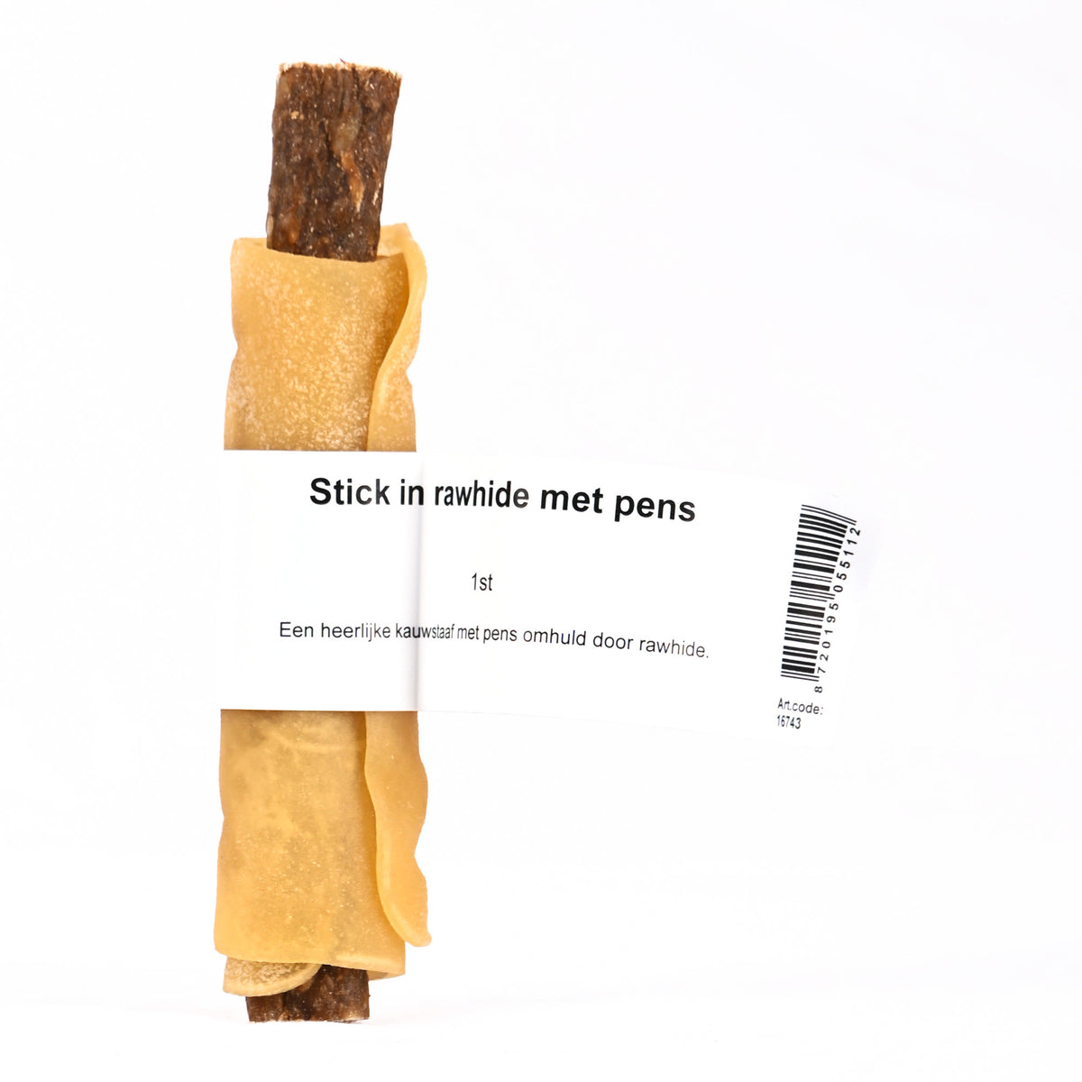 Lutopets Stick in rawhide met pens 17 cm – zachte kauwstaaf (foto 2)
