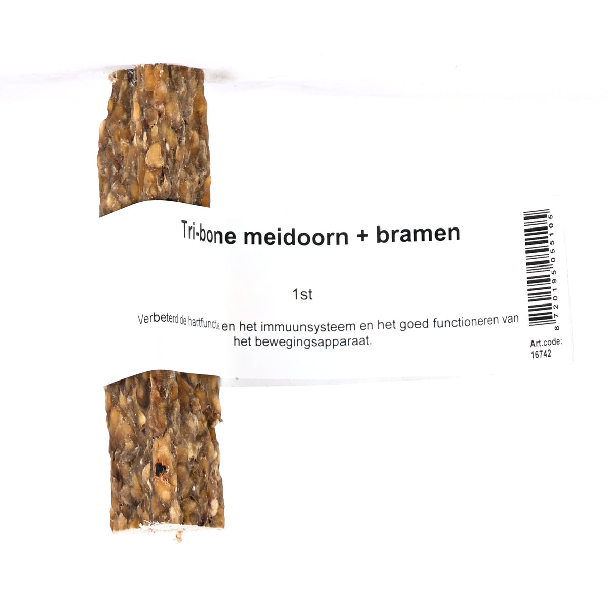 Lutopets Tri-bone meidoorn + bramen 12 cm – rawhide kauwstaaf