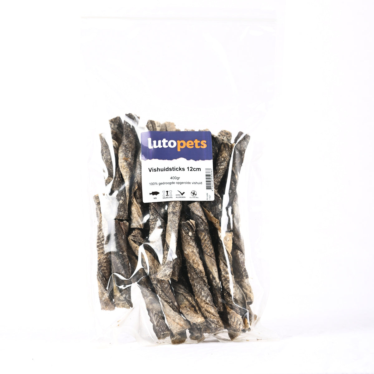 Lutopets Vishuidsticks 400 g – kabeljauwhuid kauwsticks