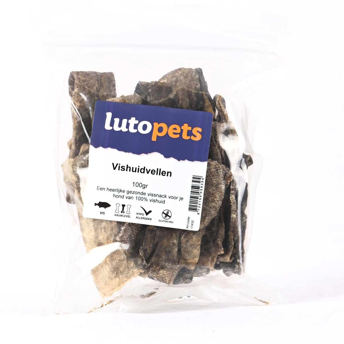 Lutopets Vishuidvellen 100 g – kabeljauwhuid voor honden