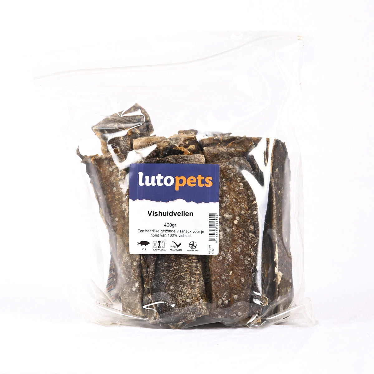 Lutopets Vishuidvellen 400 g – kabeljauwhuid voor honden