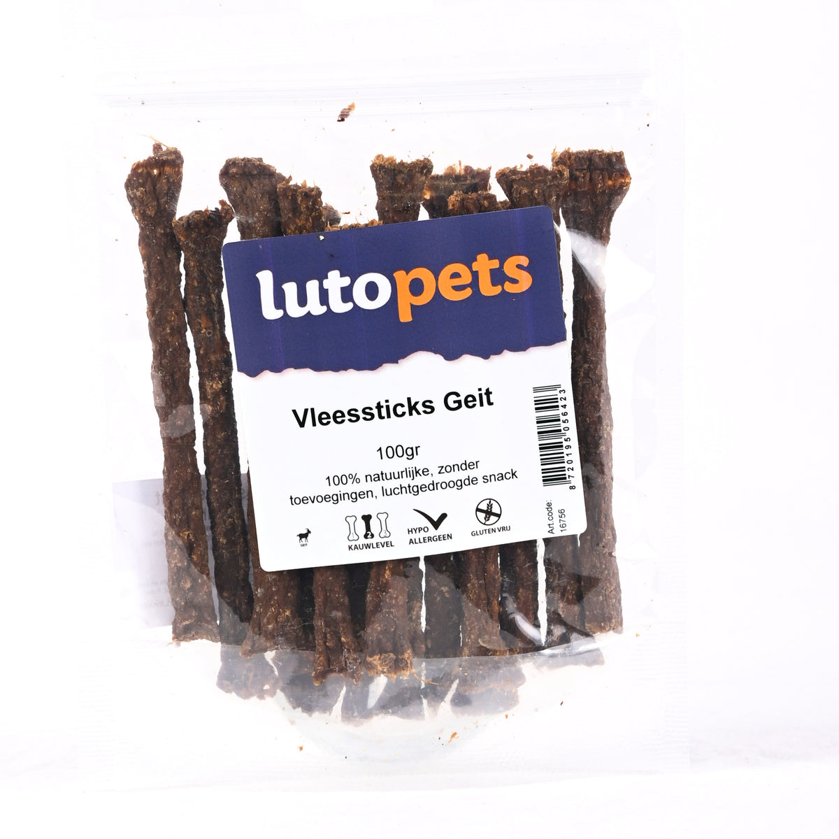 Lutopets Vleessticks geit 100 g – hondensnacks met geitenvlees