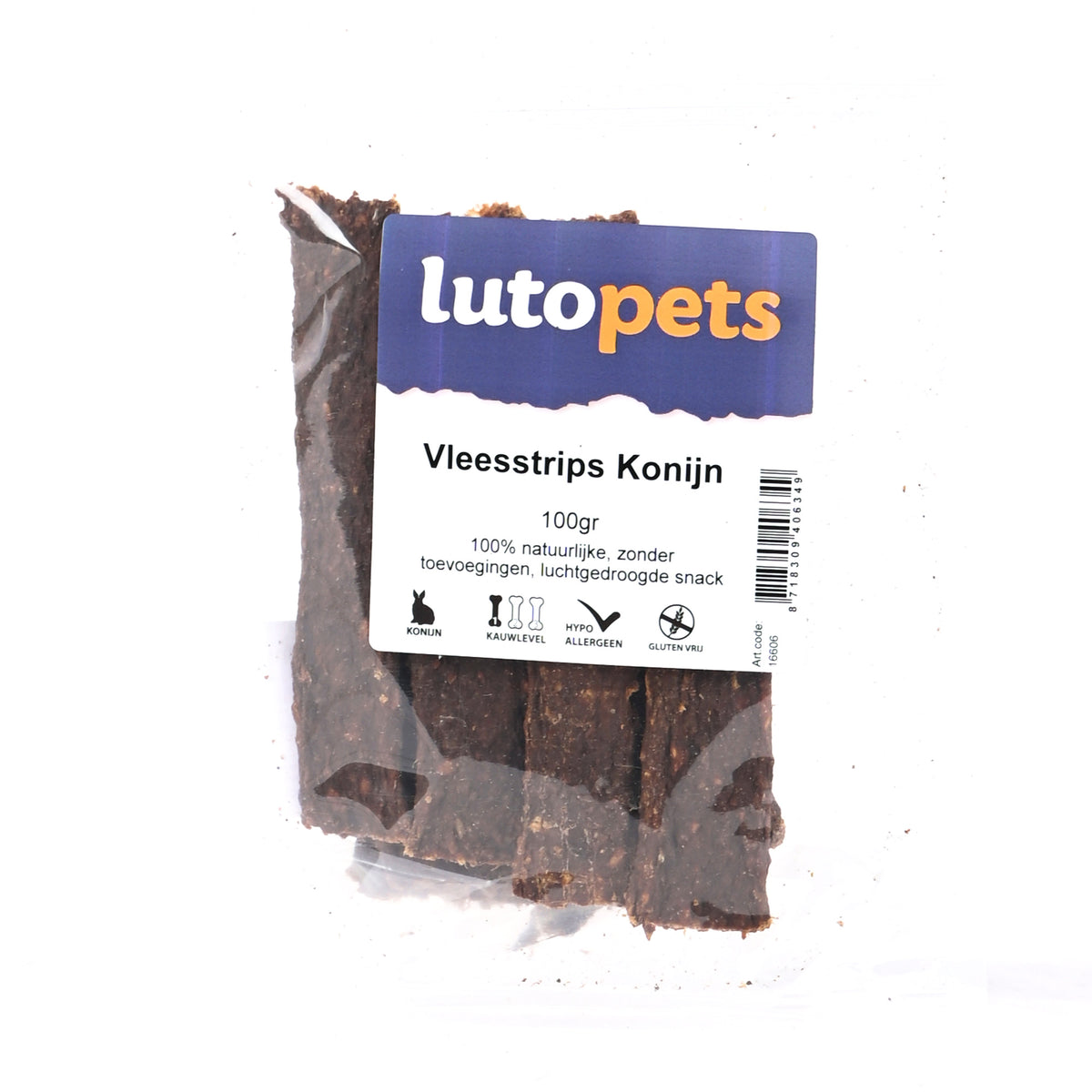 Lutopets Vleesstrips konijn 100 g – hondensnacks met konijn