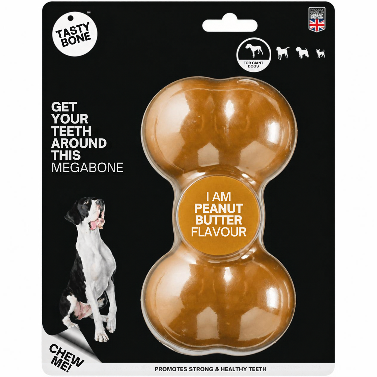 Tasty Bone Peanut Butter | Nylon Kauwbot voor Honden | Toy, Small, Large of Mega