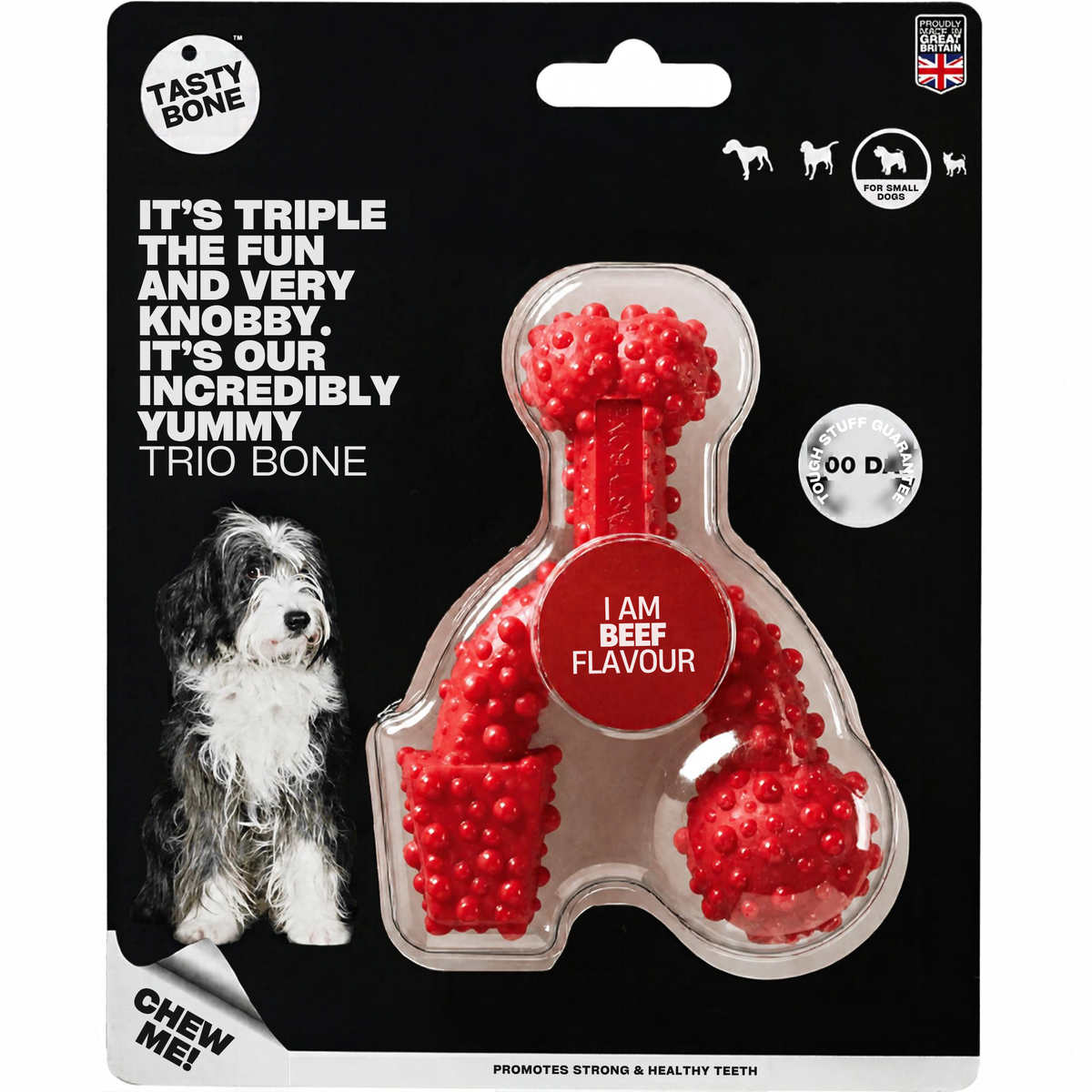 Tasty Bone Trio Bone Beef | Nylon Kauwbot voor Honden | Toy, Small of Large