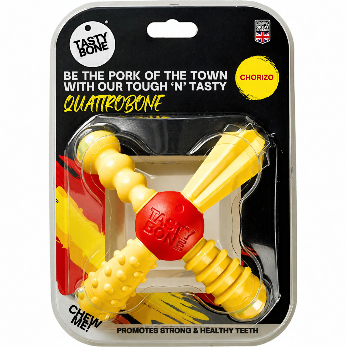 Tasty Bone Quattro Bone Chorizo | Nylon Kauwbot voor Honden | Small of Large