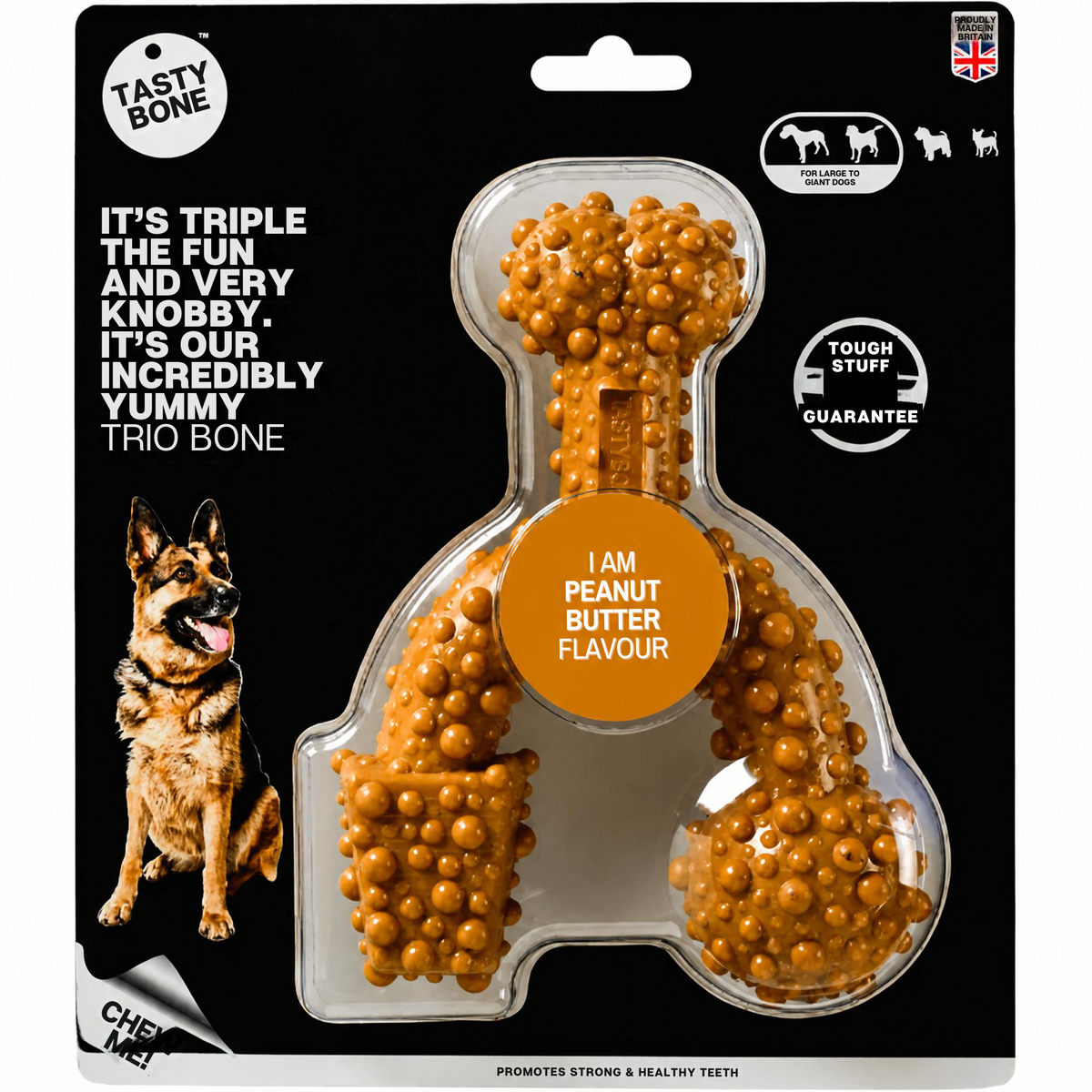 Tasty Bone Trio Bone Peanut Butter | Nylon Kauwbot voor Honden | Toy, Small of Large