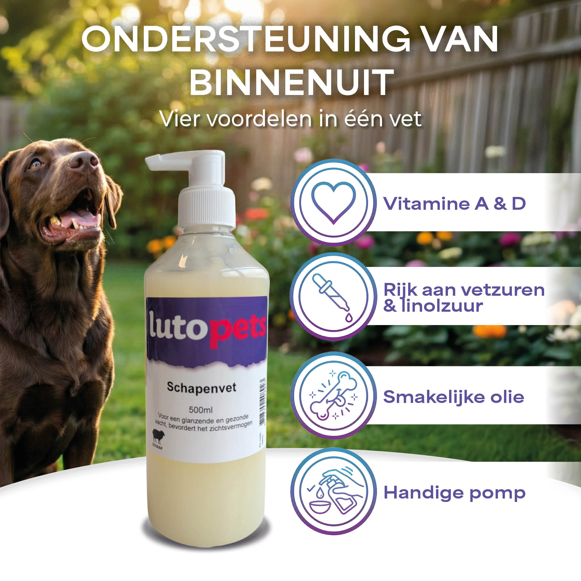 LutoPets Schapenvet 500 ml met vitamine A & D