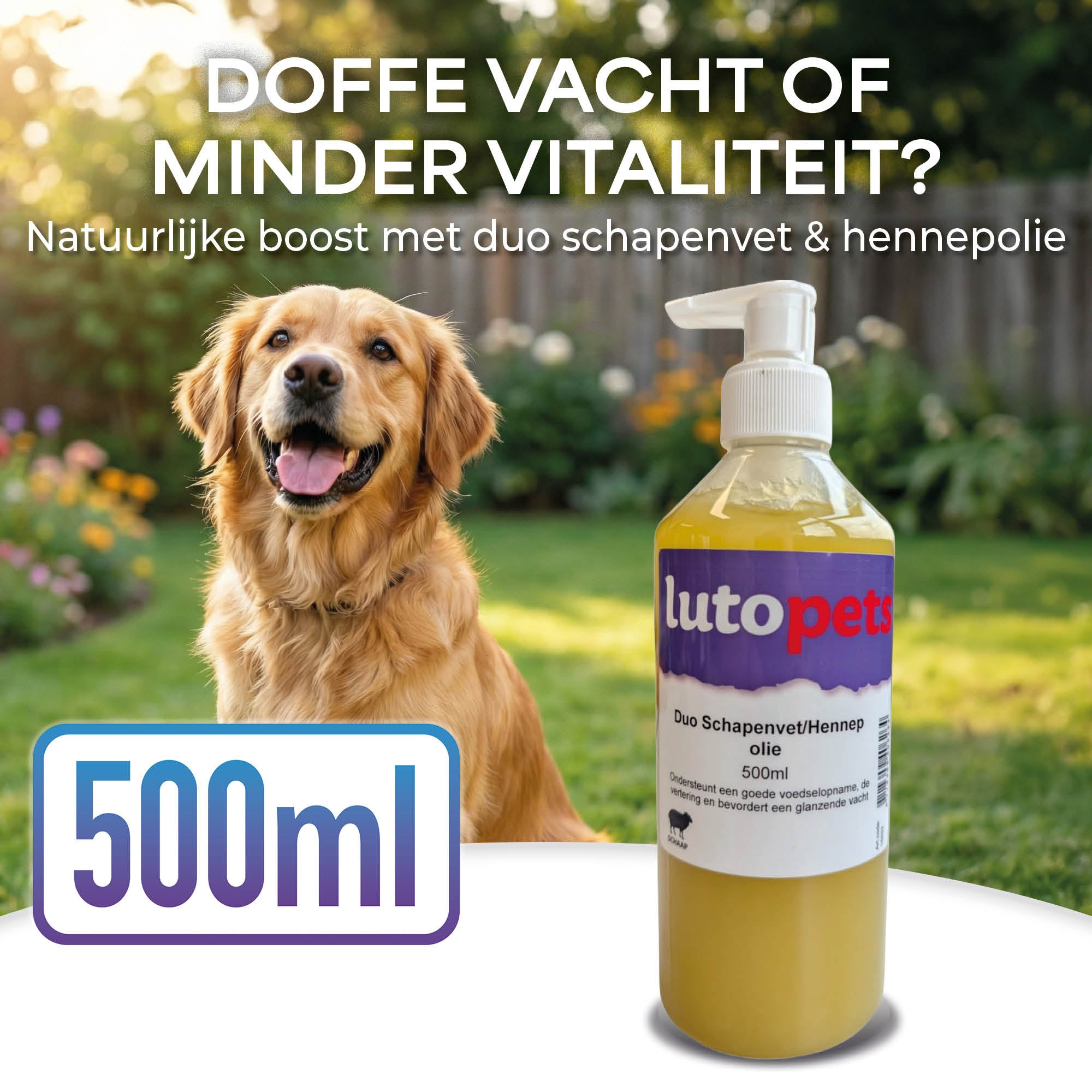 LutoPets Duo Schapenvet & Hennep Olie 500 ml