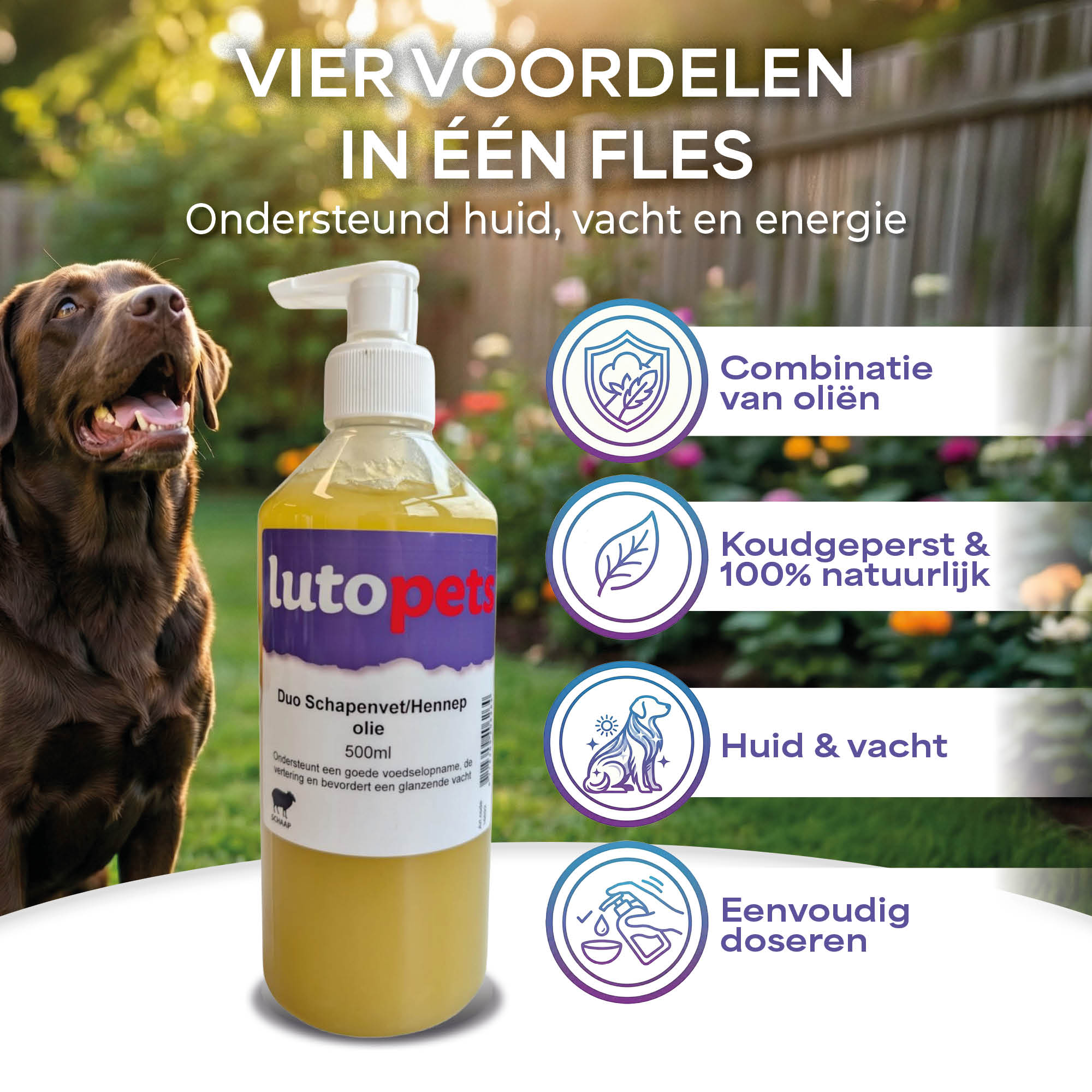 LutoPets Duo Schapenvet & Hennep Olie 500 ml