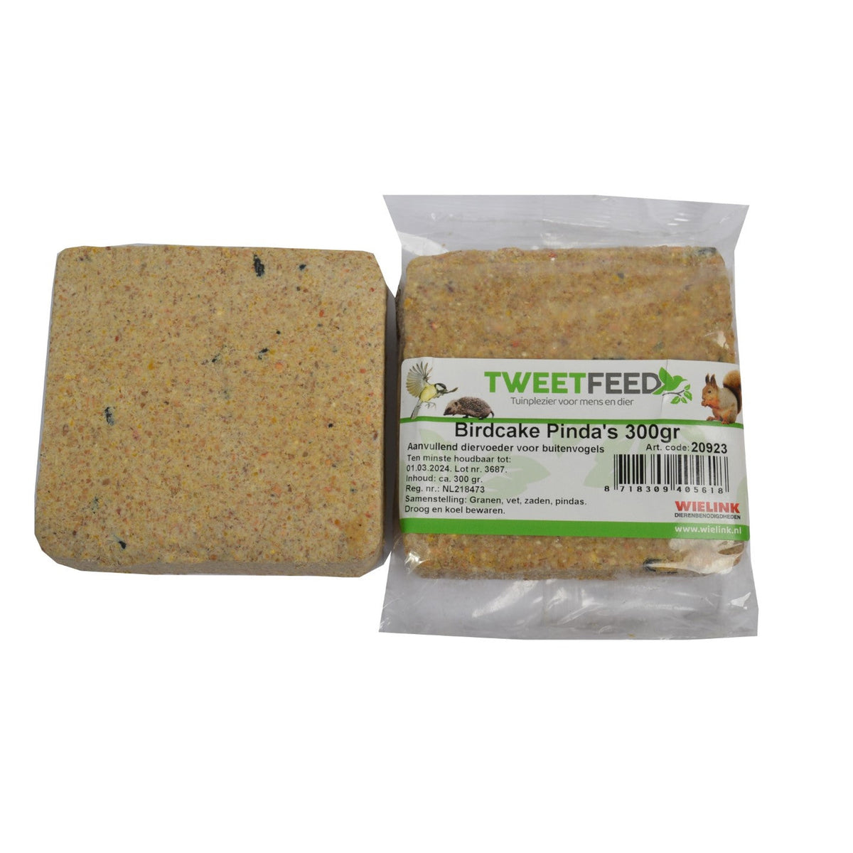 Tweetfeed Birdcake Pinda's, vetblok van 300 gram met pinda's voor tuinvogels