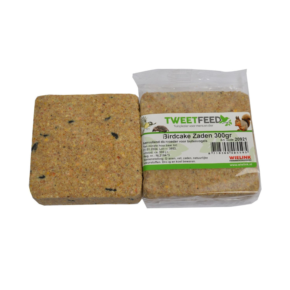 Tweetfeed Birdcake Zaden, vetblok van 300 gram met zaden (vogeltaart) voor tuinvogels