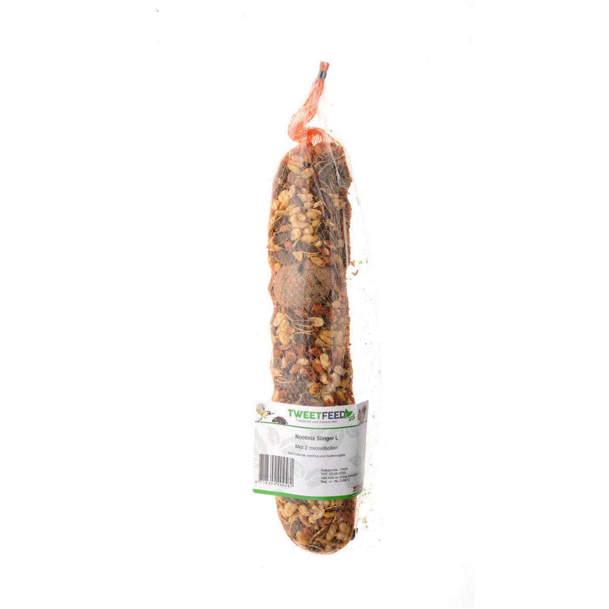 Tweetfeed Nootmixslinger maat L in flowpack, slinger van circa 60 cm met pinda's, gestreepte zonnepitten en 2 mezenbollen voor tuinvogels #Uitvoering_L, 2 mezenbollen (flowpack)