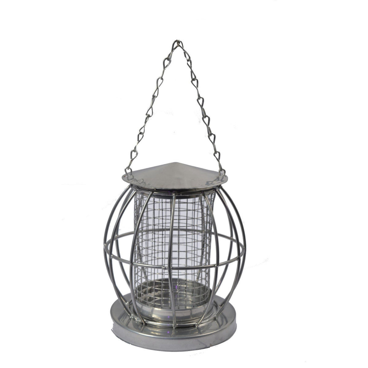 Tweetfeed Pindafeeder Lantaarn Metaal, metalen pindasilo van 11 x 13 cm met raster voor gepelde pinda's voor tuinvogels