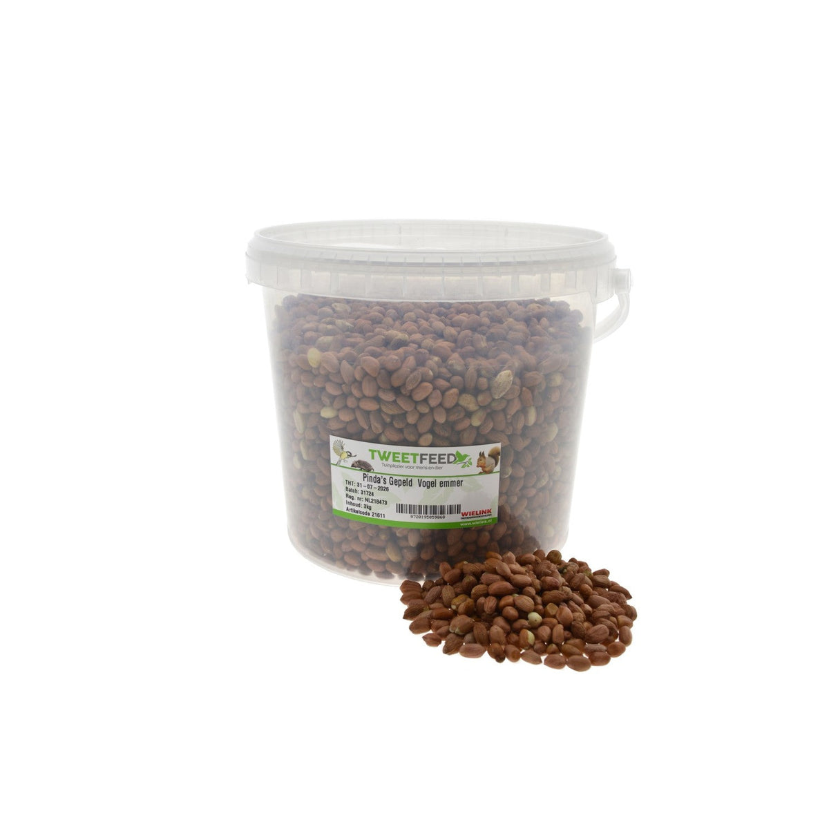 Emmer met hengsel Tweetfeed Pinda's Gepeld 3 kg, losse pinda's zonder dop voor tuinvogels #Inhoud_3 kg