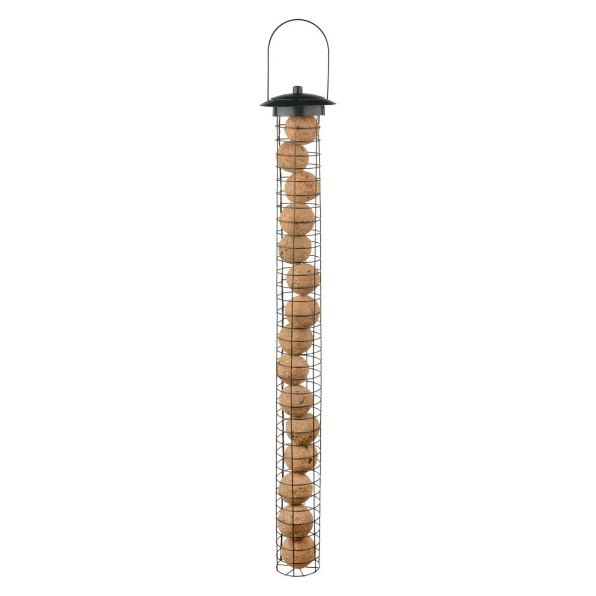 Esschert Design Vetbollenautomaat XL, metalen silo van 12,4 x 12,4 x 83,6 cm voor 15 mezenbollen, voor tuinvogels