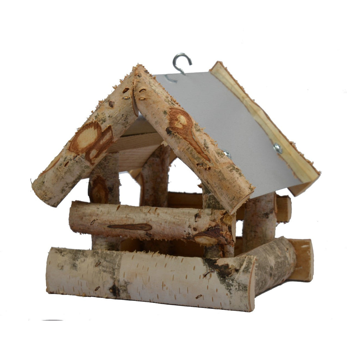 Tweetfeed Voederhuis Berte, hangend voederhuisje van 19 x 19 x 22 cm met dak van verzinkt metaal en ophangoogje, voor tuinvogels